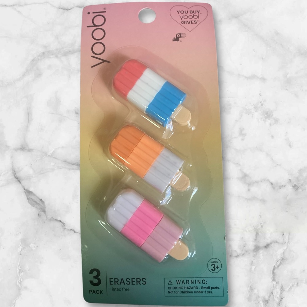 Yoobi Colorful Ice Cream Erasers Set - 3 in set